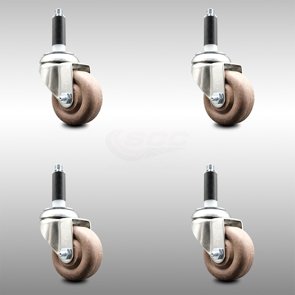 Service Caster 3 Inch 316SS High Temp Glass Filled Nylon 3/4 Inch Expanding Stem Caster Set SCC-SS316EX20S314-GFNSHT-34-4 - main